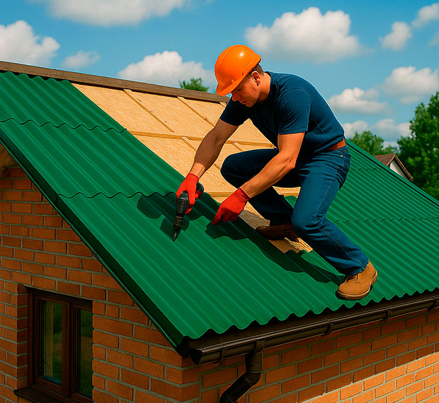 Монтаж кровли из профнастила в Кременной